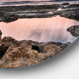 Rocky African Coastline Sunset' Oversized Beach Metal Circle Wall Art