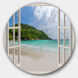 Open Window to Calm Seashore' Extra Large Seashore Metal Circle Wall Art