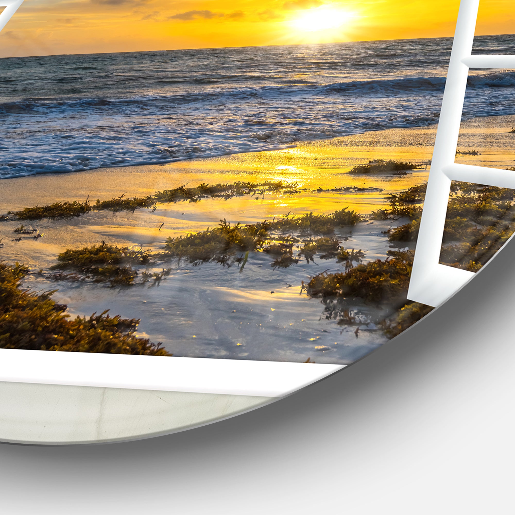 Open Window to Bright Yellow Sunset' Seascape Metal Artwork