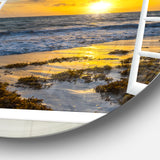 Open Window to Bright Yellow Sunset' Seascape Metal Artwork
