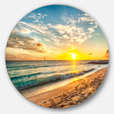 White Beach in Island of Barbados' Seascape Metal Artwork