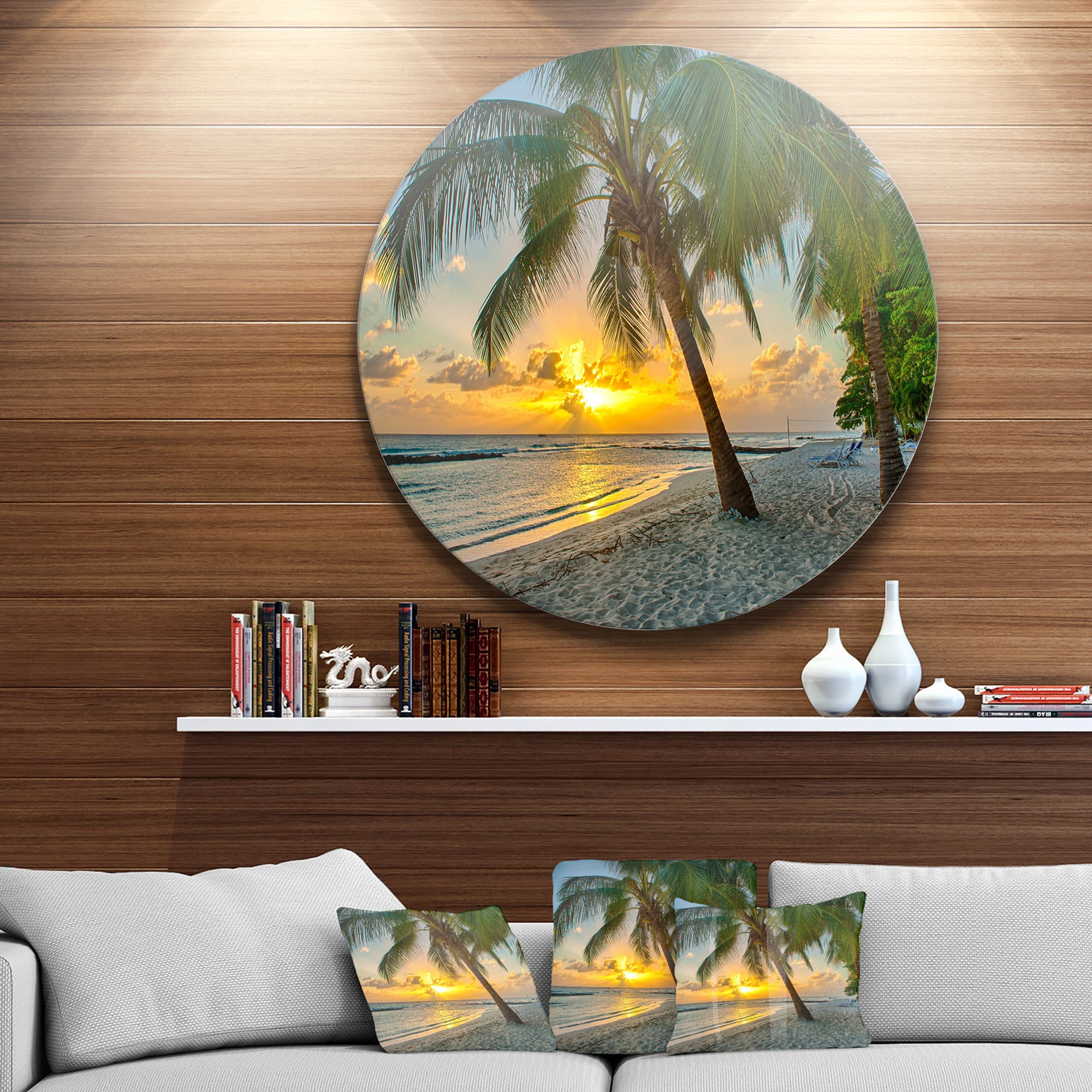 Beach in Caribbean Island of Barbados' Seascape Metal Artwork