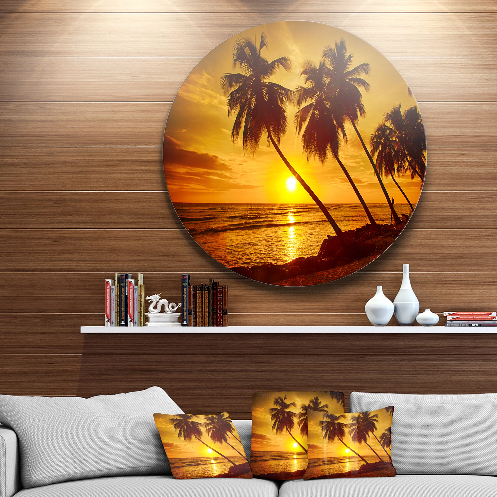 Beach Sunset in Island Barbados' Seascape Metal Artwork