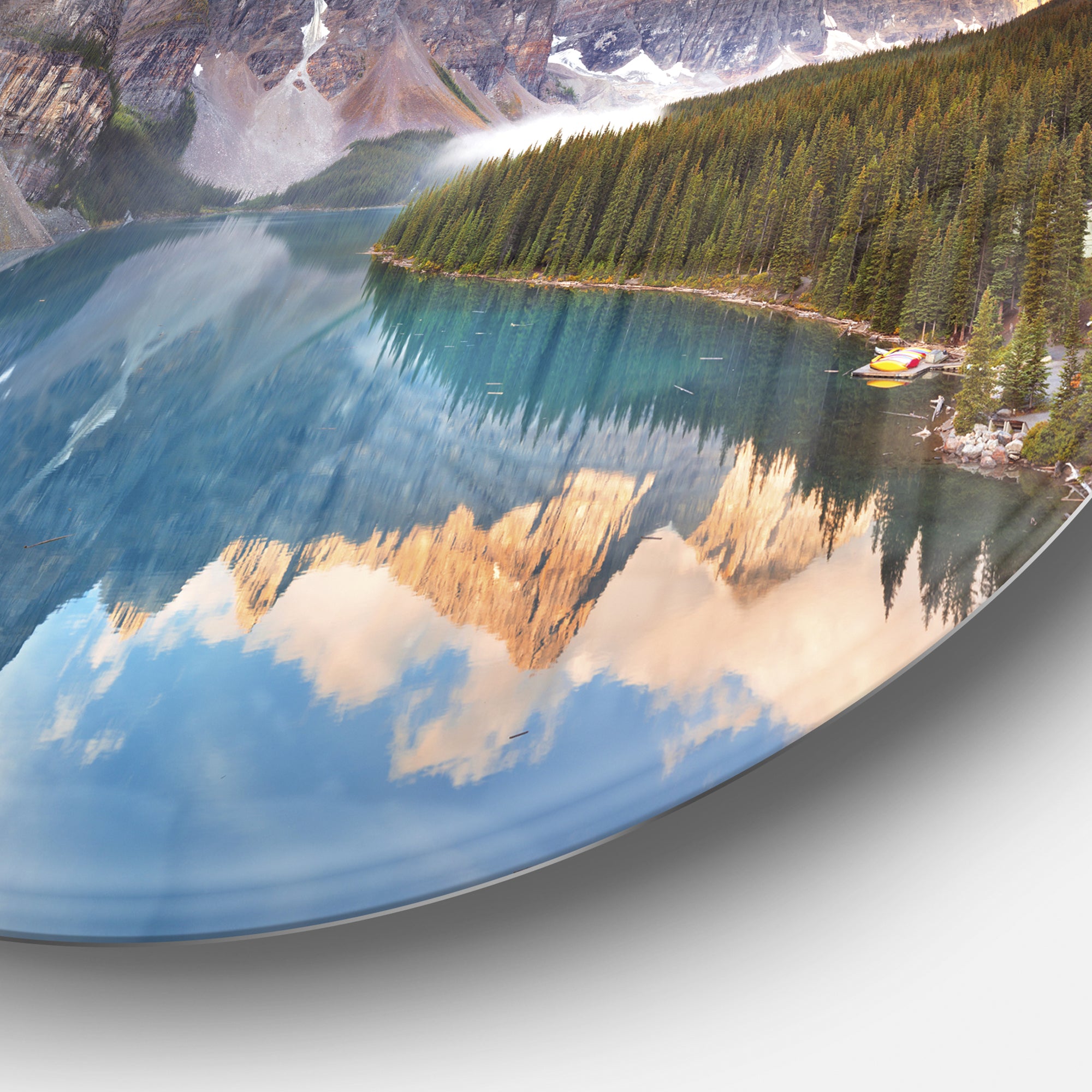 Moraine Lake in Banff Park Canada' Landscape Metal Circle Wall Art