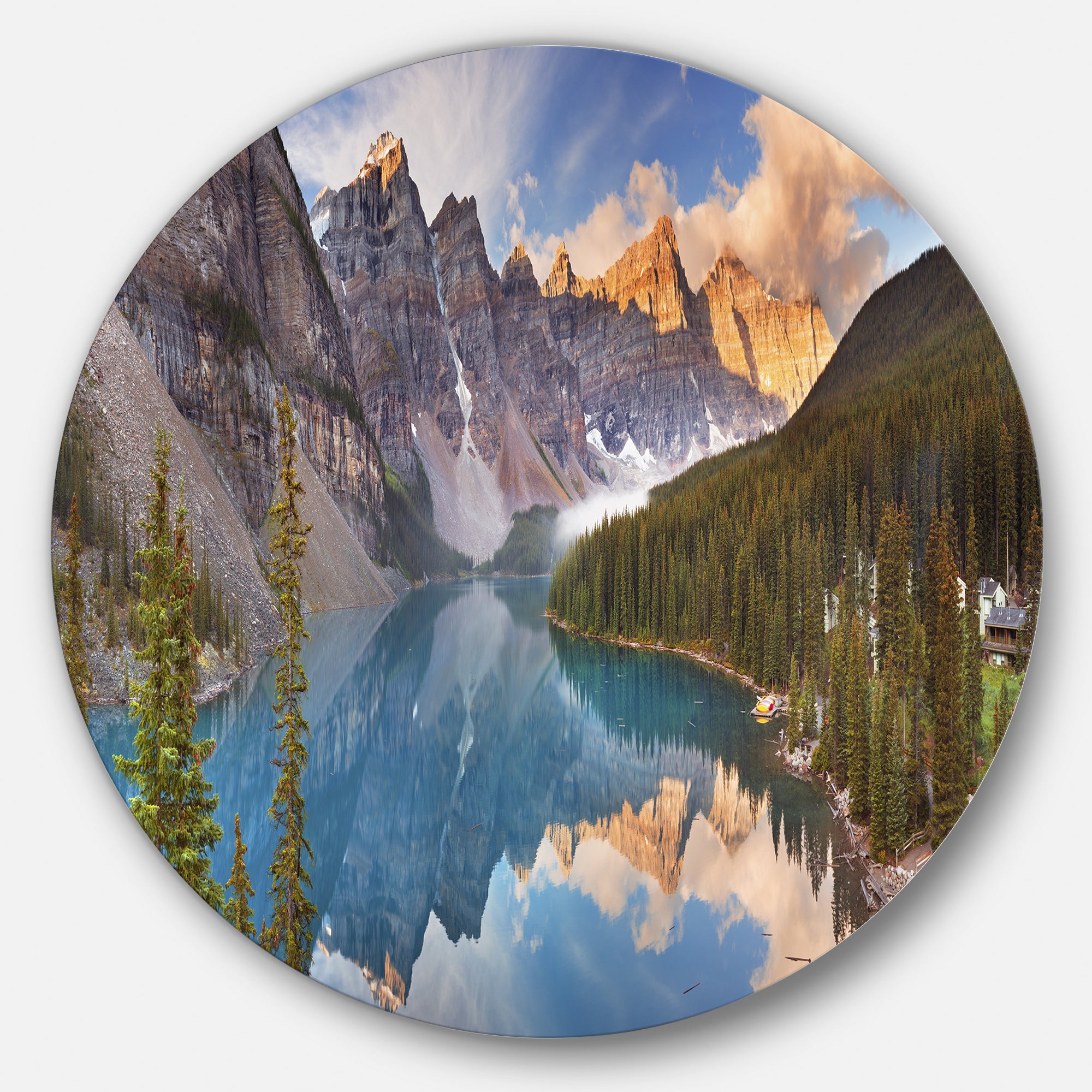 Moraine Lake in Banff Park Canada' Landscape Metal Circle Wall Art
