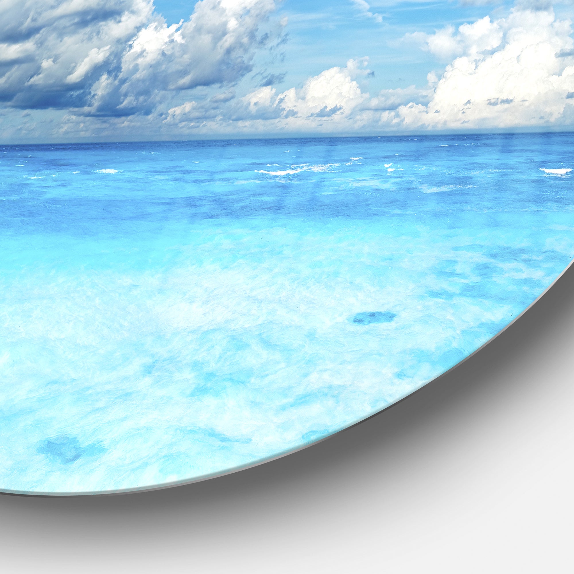 Bright Blue Waters and Sky Panorama' Seascape Metal Artwork