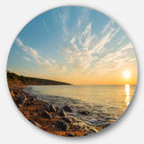 Ocean Shore at Sunrise with Rocks' Seascape Metal Artwork