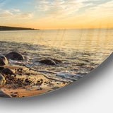 Ocean Shore at Sunrise with Rocks' Seascape Metal Artwork