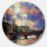 Fabulous Paris City Watercolor' Large Photography Metal Circle Wall Art