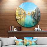 Vibrant Evening Venice Italy' Cityscape Metal Circle Wall Art