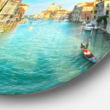 Vibrant Evening Venice Italy' Cityscape Metal Circle Wall Art