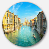 Vibrant Evening Venice Italy' Cityscape Metal Circle Wall Art