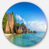 Fantastic Seychelles Seashore' Large Seascape Art Metal Circle Wall Art