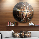 Fractal Flower Brown Black Digital Art' Floral Metal Circle Wall Art