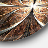 Fractal Flower Brown Black Digital Art' Floral Metal Circle Wall Art