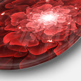 Fractal Flower Clear Red Digital Art' Floral Metal Circle Wall Art