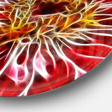 Dark Red Digital Art Fractal Flower' Floral Metal Circle Wall Art