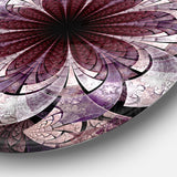 Soft Pink Digital Art Fractal Flower' Floral Metal Circle Wall Art