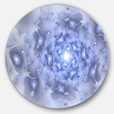 Glittering Gold Purple Fractal Flower' Large Floral Metal Circle Wall Art