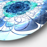 Blue and Purple Rounded Flower' Floral Metal Circle Wall Art