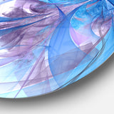Light Blue and Purple Fractal Flower' Floral Metal Circle Wall Art