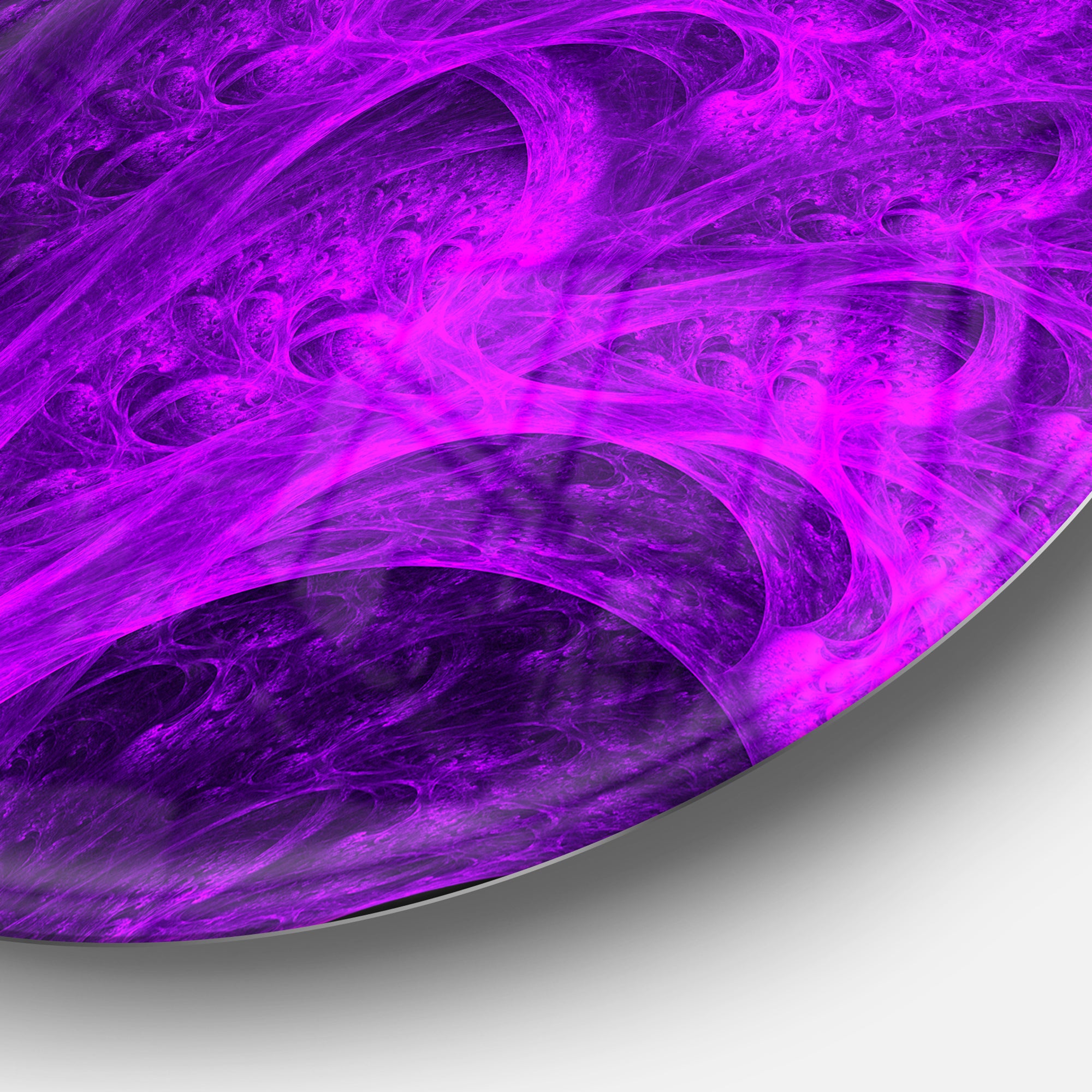 Bright Purple Magical Fractal Forest' Abstract Metal Circle Wall Art