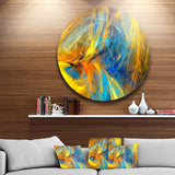 Gold and Blue Psychedelic Pattern' Abstract Metal Circle Wall Art