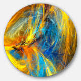 Gold and Blue Psychedelic Pattern' Abstract Metal Circle Wall Art