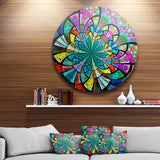 Multi Color Large Fractal Flower Pattern' Floral Metal Circle Wall Art