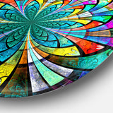 Multi Color Large Fractal Flower Pattern' Floral Metal Circle Wall Art