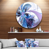 Symmetrical Fractal Flower in Blue' Floral Metal Circle Wall Art
