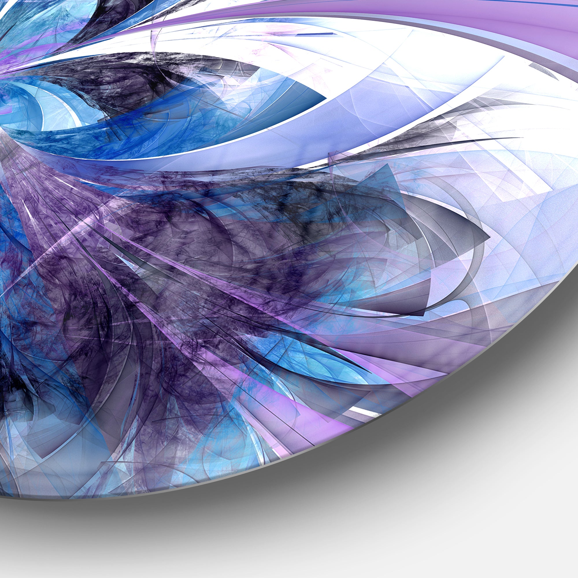 Symmetrical Fractal Flower in Blue' Floral Metal Circle Wall Art