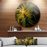 Symmetrical Fractal Flower in Gold' Floral Metal Circle Wall Art