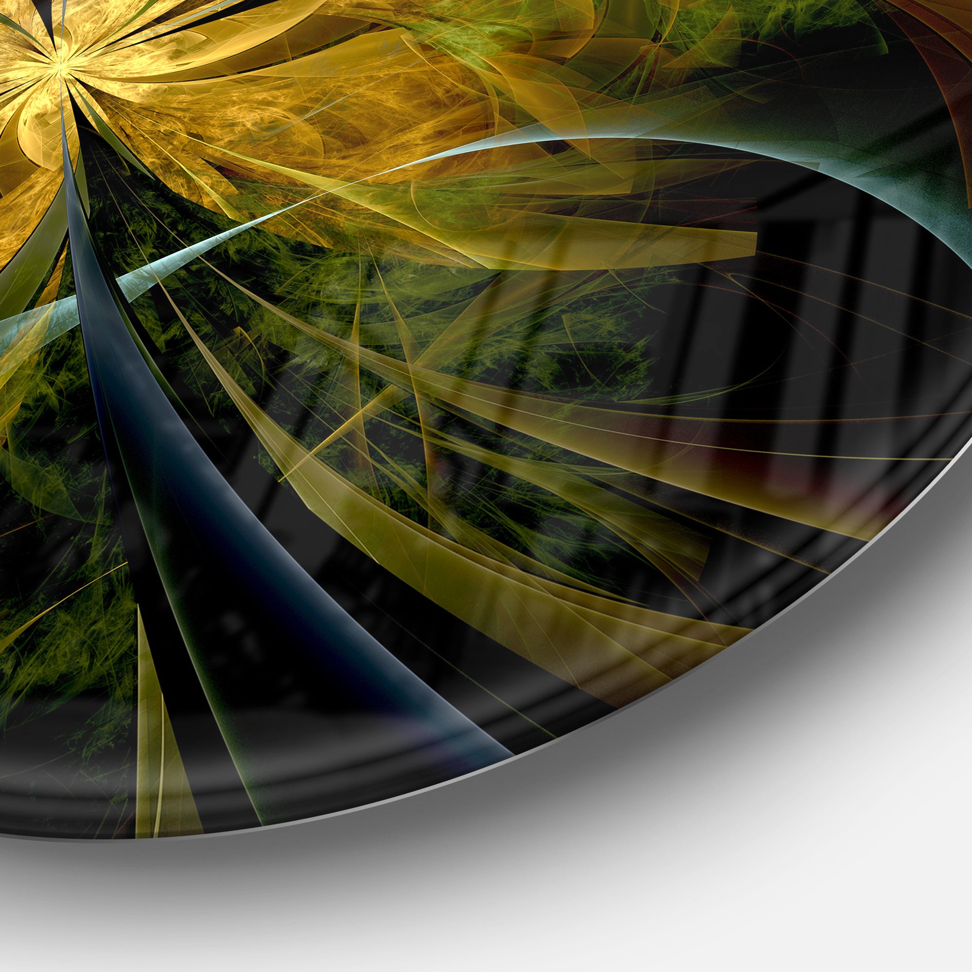 Symmetrical Fractal Flower in Gold' Floral Metal Circle Wall Art