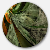 Green and Yellow Glossy Fractal Flower' Floral Metal Circle Wall Art