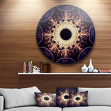 Rounded Symmetrical Yellow Fractal Flower' Floral Metal Circle Wall Art