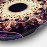 Rounded Symmetrical Yellow Fractal Flower' Floral Metal Circle Wall Art