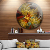 Bright Yellow Symmetrical Flower Design' Floral Metal Circle Wall Art