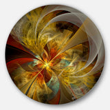 Bright Yellow Symmetrical Flower Design' Floral Metal Circle Wall Art