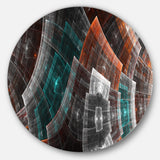 Brown Psychedelic Fractal Metal Grid Art' Abstract Metal Circle Wall Art