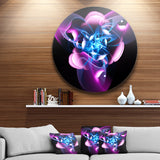 Blue Purple Large Fractal Flower Design' Abstract Metal Circle Wall Art