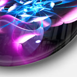 Blue Purple Large Fractal Flower Design' Abstract Metal Circle Wall Art