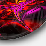 Multi Colored Magenta Stained Glass' Floral Metal Circle Wall Art
