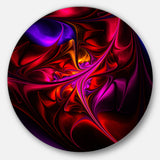 Multi Colored Magenta Stained Glass' Floral Metal Circle Wall Art