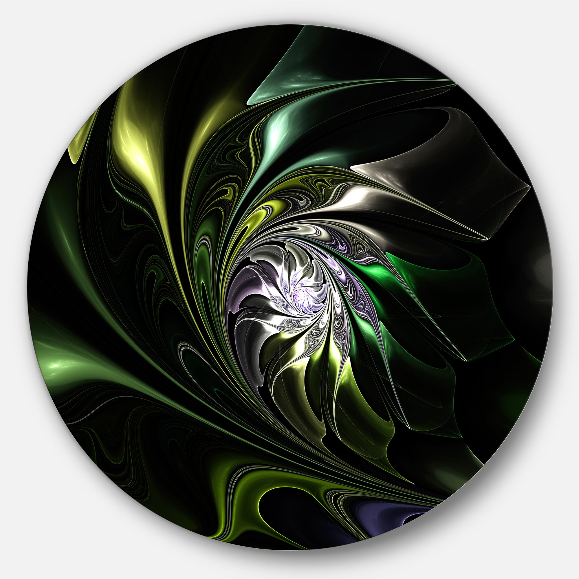 Multi Colored Green Stained Glass' Floral Metal Circle Wall Art