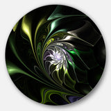 Multi Colored Green Stained Glass' Floral Metal Circle Wall Art