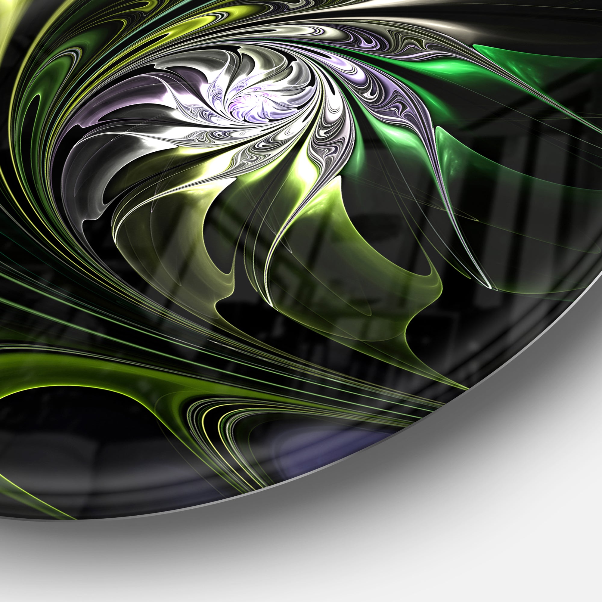 Multi Colored Green Stained Glass' Floral Metal Circle Wall Art