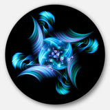 Multi Colored Blue Stained Glass' Floral Metal Circle Wall Art