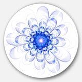 Blue Ideal Fractal Flower Design' Floral Metal Circle Wall Art