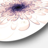 Perfect Glowing Fractal Flower in Purple' Floral Metal Circle Wall Art